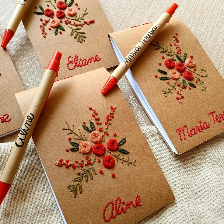 Hand-embroidered paper notebook